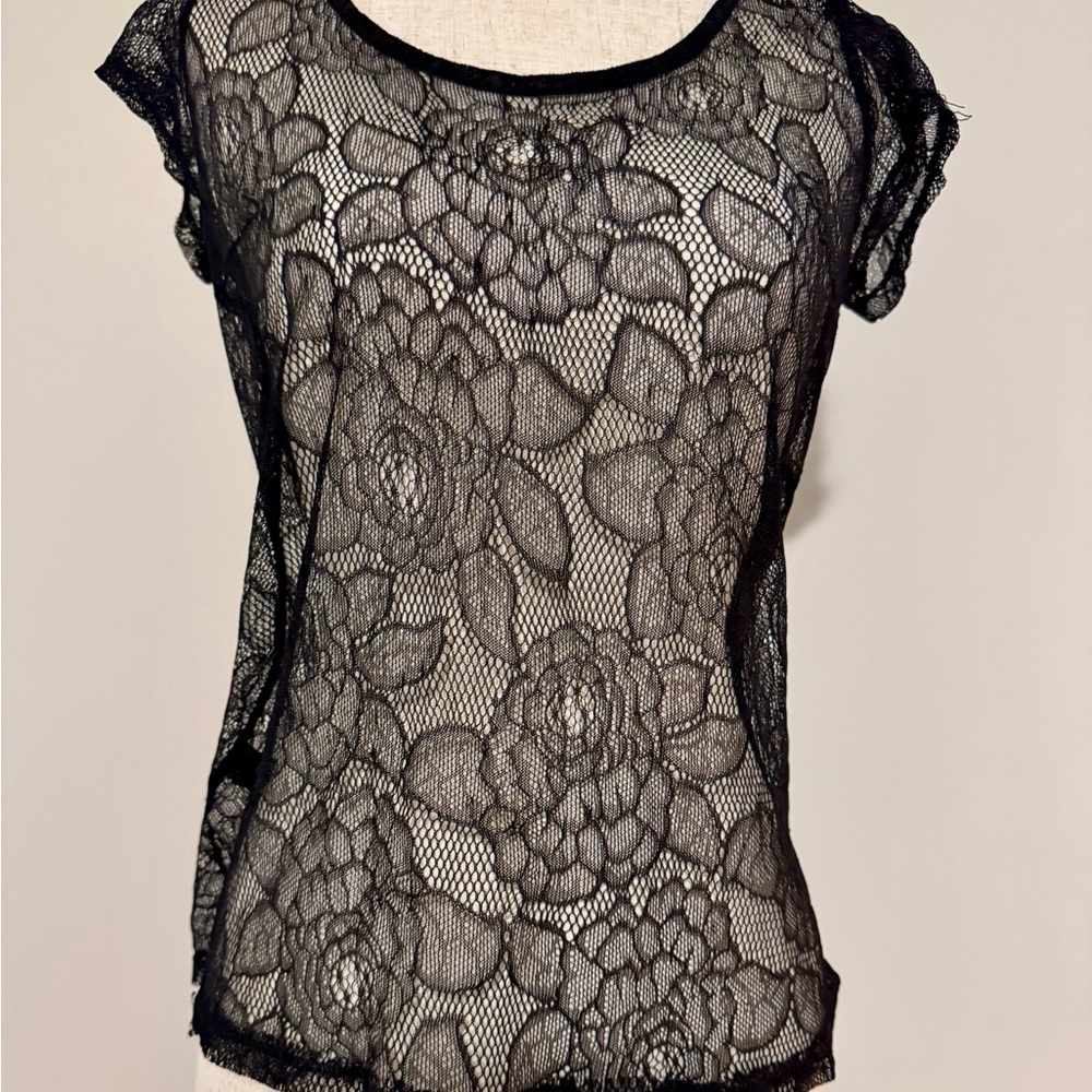 Express Black Floral Lace Blouse